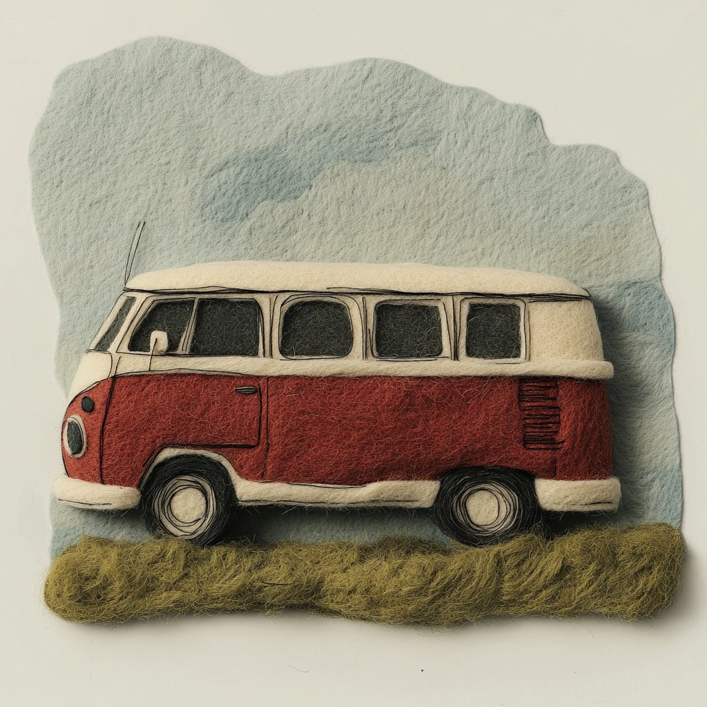 Illustrated letter V card for the van sound.