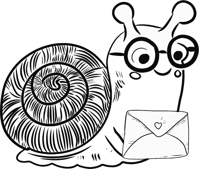 Mr. Snail the Mailman carrying a letter