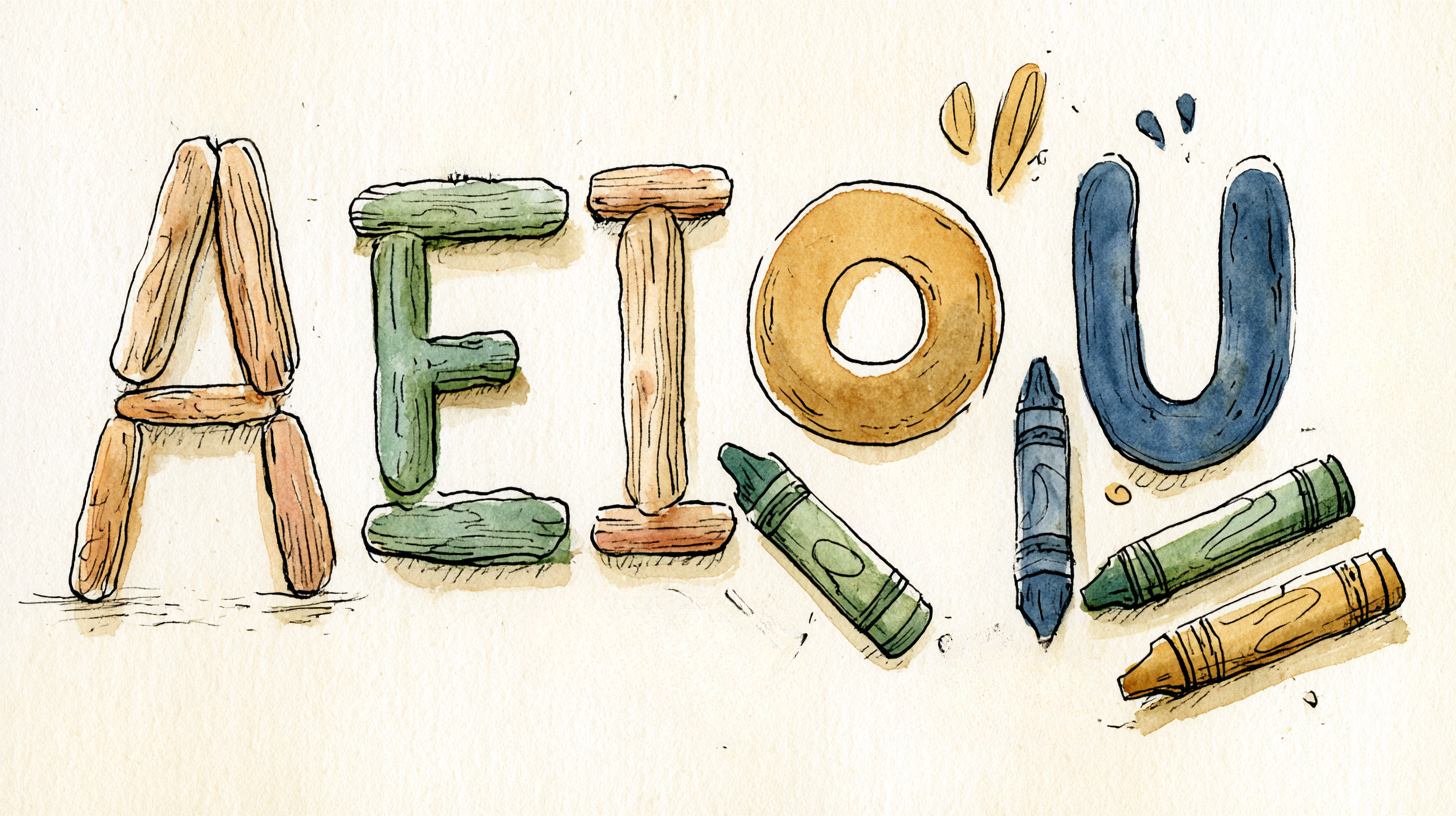 Letters made with art materials